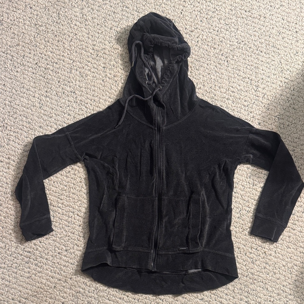 Athleta Charcoal Velour Hoodie